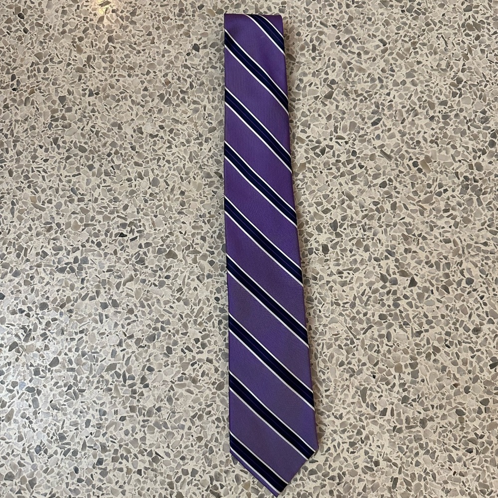 Nautica Purple and White Striped Tie